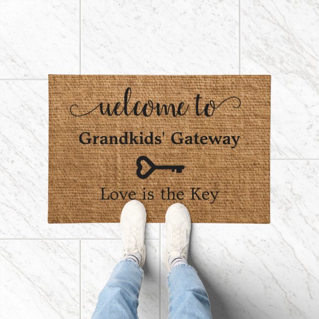 Welcome to Grandkids' Gateway: Love is the Key Doormat (Indoor)