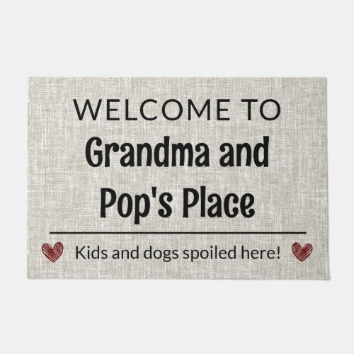 Welcome to Grandma  Pops Place Customizable Doormat