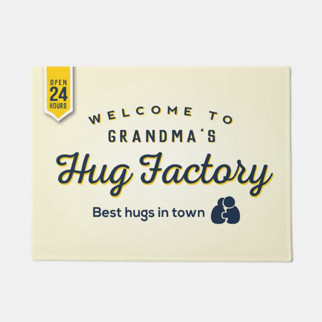 Welcome to Grandmas Hug Factory, Best Hugs in Town Doormat (Front)