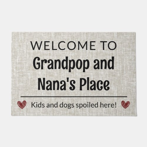 Welcome to Grandpop  Nanas Place Customizable Doormat