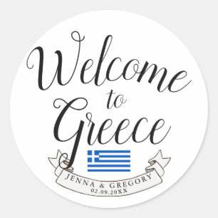 Welcome to Greece Destination Wedding Favor Classic Round Sticker