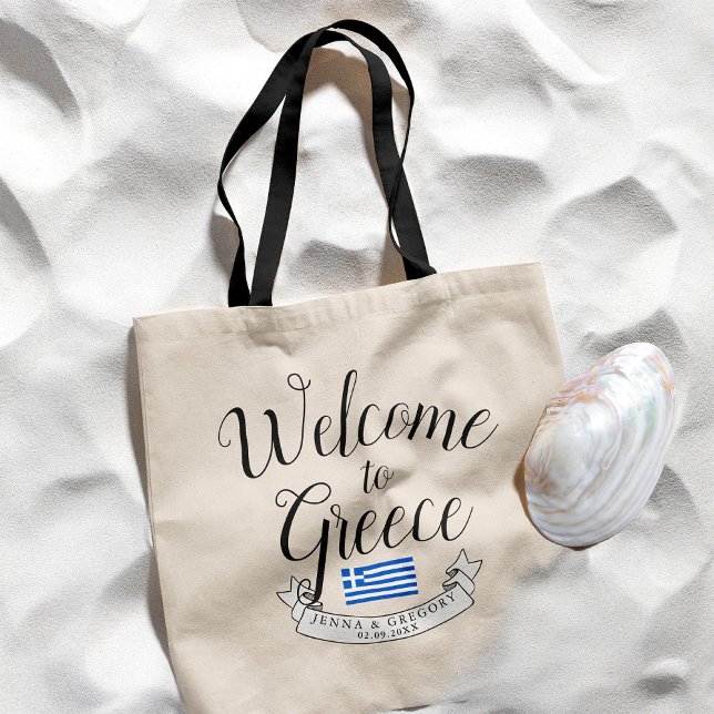 Welcome to Greece | Destination Wedding Favor Tote Bag (Creator Uploaded)