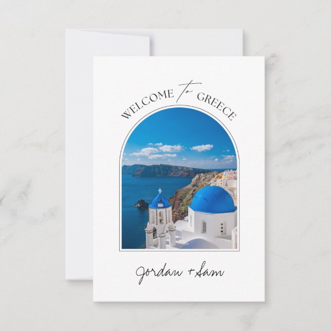 Welcome to Greece Santorini Note Card (Front)