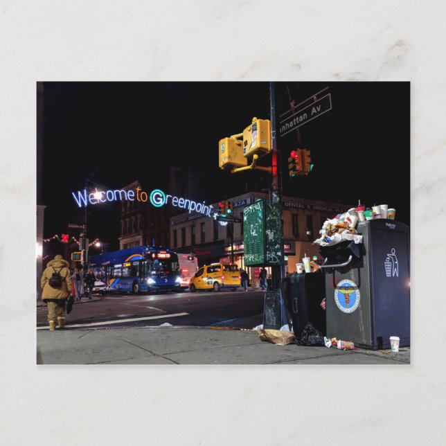 Welcome To Greenpoint: The Garbage Spot Holiday Postcard (Front)