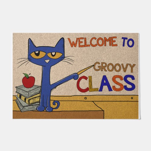 Welcome To Groovy Class Rug Cat Teacher Doormat
