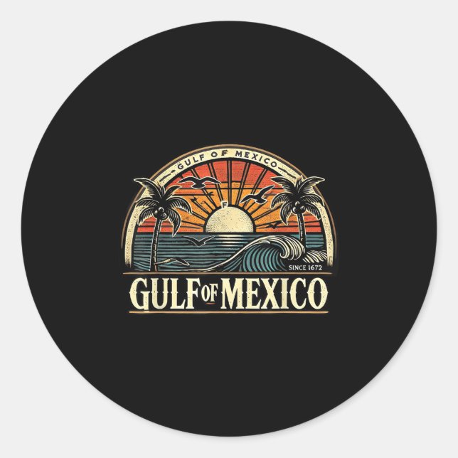 Welcome To Gulf Of Mexico Retro Beach Surf  Classic Round Sticker (Front)