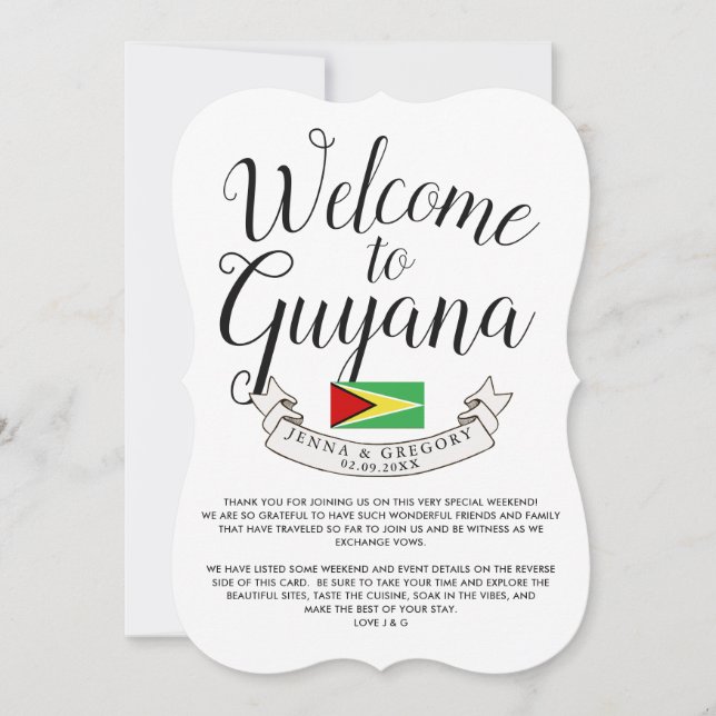 Welcome to Guyana | Destination Wedding Custom Invitation (Front)