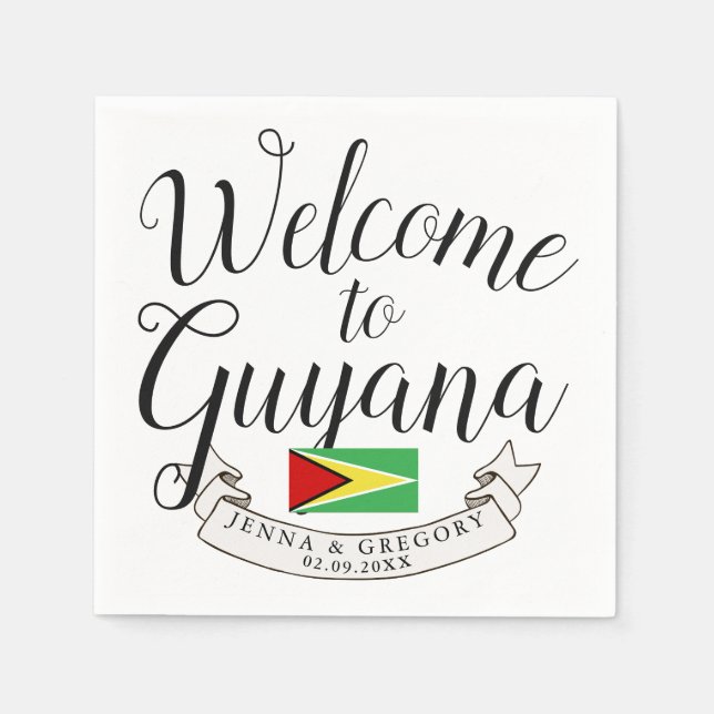 Welcome to Guyana | Destination Wedding Custom Napkins (Front)