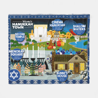 Welcome to Hanukkah Town! Fleece Blanket