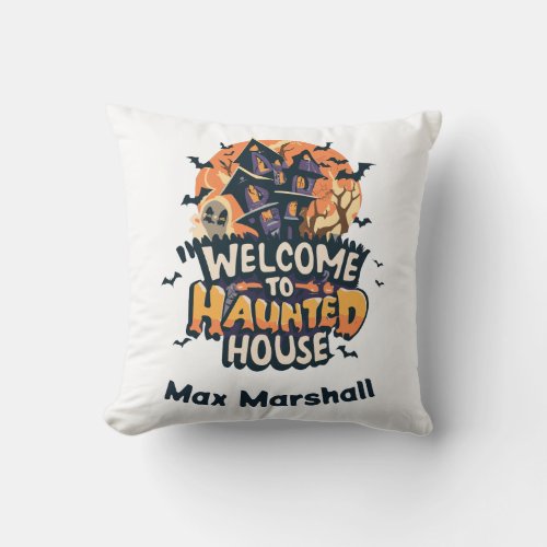 Welcome to Haunted House _ Scary Sweetheart Throw Pillow
