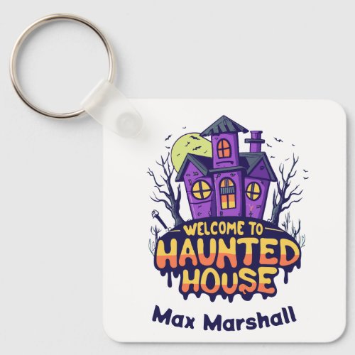 Welcome to Haunted House _ Spooky Spectacle Keychain