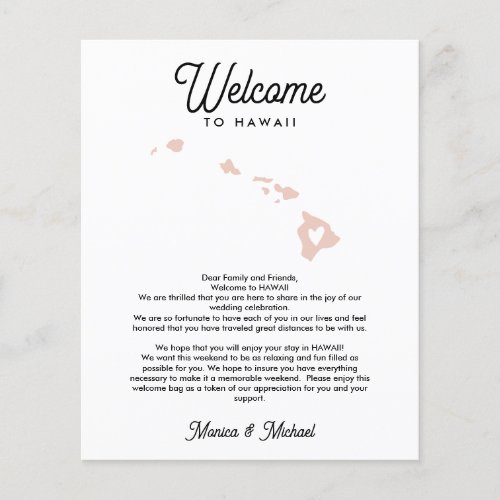 Welcome TO HAWAII Letter  Itinerary ANY COLOR