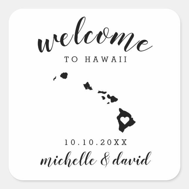 Welcome to Hawaii | Wedding custom favor Square Sticker (Front)