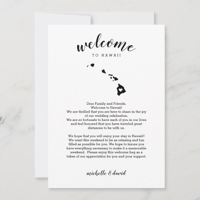 Welcome to Hawaii | Wedding Letter & Itinerary (Front)