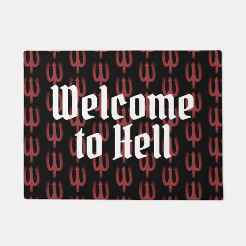 Welcome to hell Satans fork pattern door mat