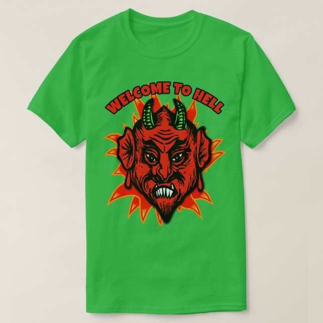 WELCOME TO HELL WITH DEVIL T-Shirt (Design Front)