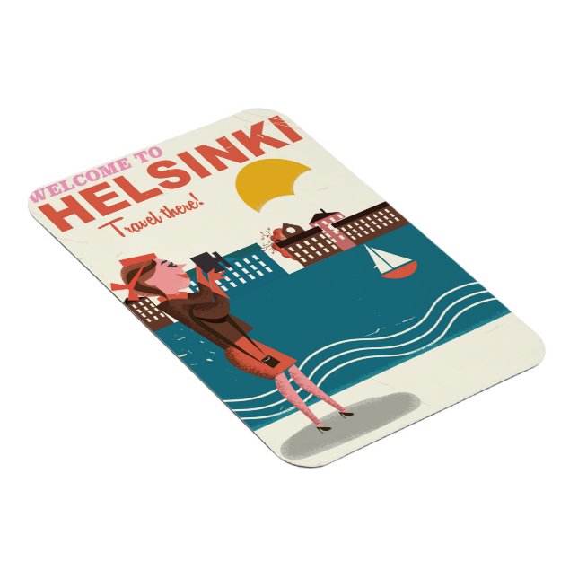 Welcome to Helsinki Finland vintage travel poster Magnet (Right Side)