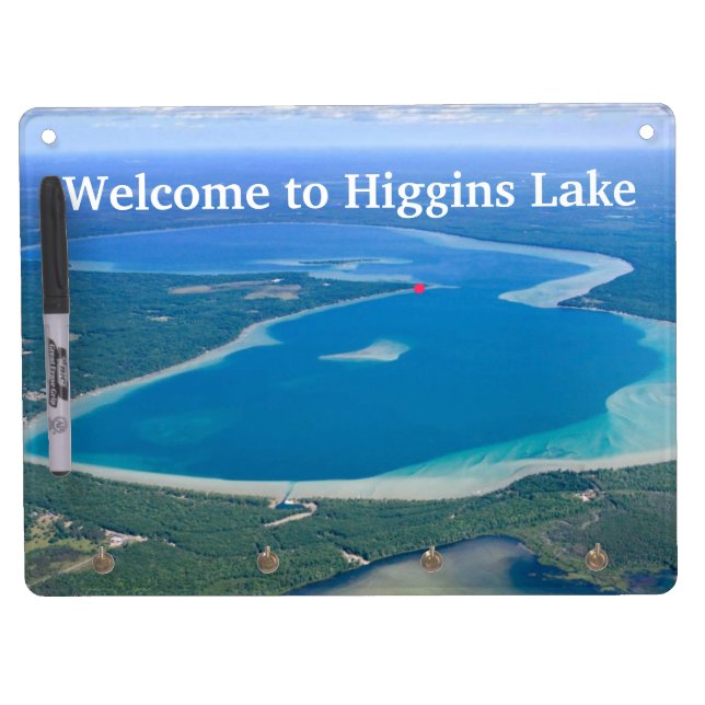 Welcome To Higgins Lake Dry Erase Board With Keychain Holder (Front)