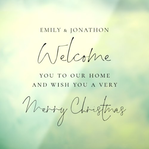 Welcome to Home Script Merry Christmas Window Cling