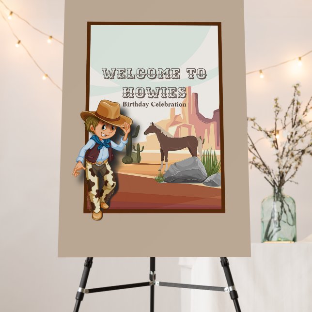 Welcome to howies western cowboy birthday party foam board (In Situ (Stand))