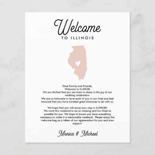 Welcome TO ILLINOIS Letter  Itinerary ANY COLOR