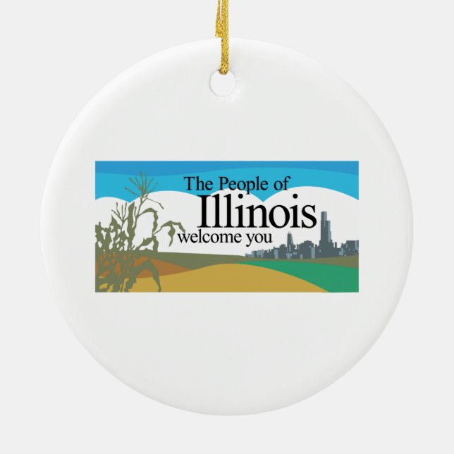 Welcome to Illinois - USA Road Sign Ceramic Ornament (Back)