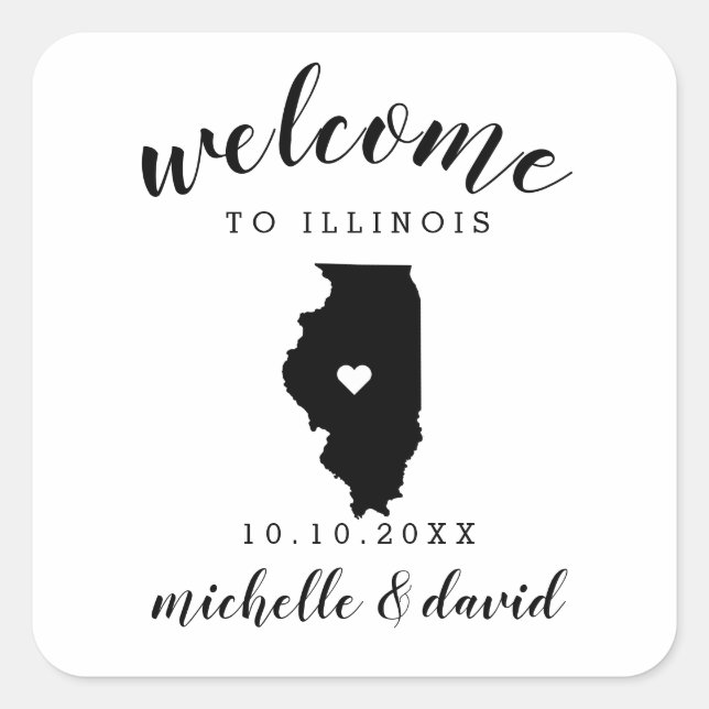 Welcome to Illinois | Wedding custom favor Square Sticker (Front)