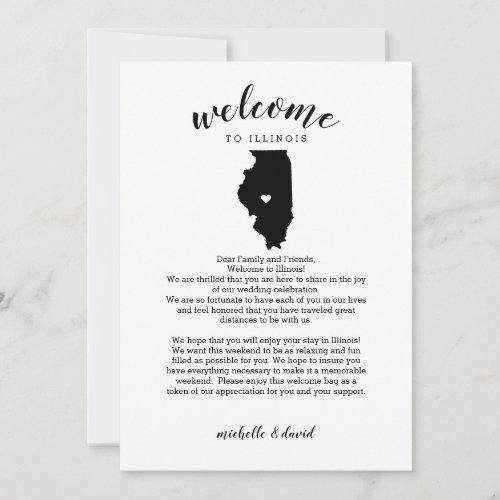 Welcome to Illinois  Wedding Letter  Itinerary