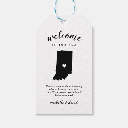 Welcome to Indiana  Calligraphy Wedding Gift Tags