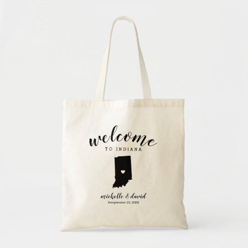 Welcome to Indiana  State Silhouette Wedding Tote Bag