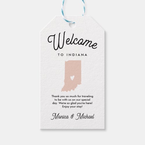 Welcome to INDIANA Wedding ANY COLOR   Gift Tags