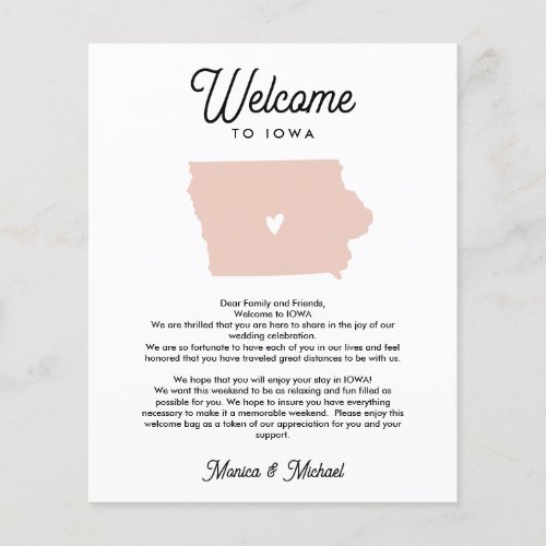 Welcome TO IOWA Letter  Itinerary ANY COLOR