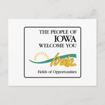 Welcome To Iowa - Usa Road Sign Postcard by worldofsigns at Zazzle