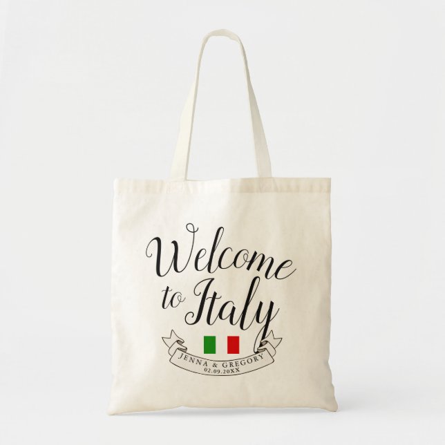 Welcome to Italy | Destination Wedding Custom Tote Bag (Front)