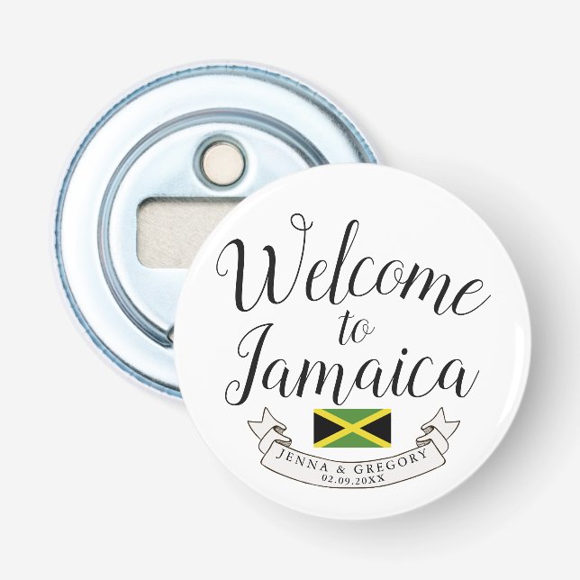 Welcome to Jamaica | Destination Wedding Custom Bottle Opener (Front)