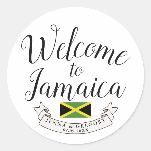 Welcome to Jamaica | Destination Wedding Custom Classic Round Sticker (Front)