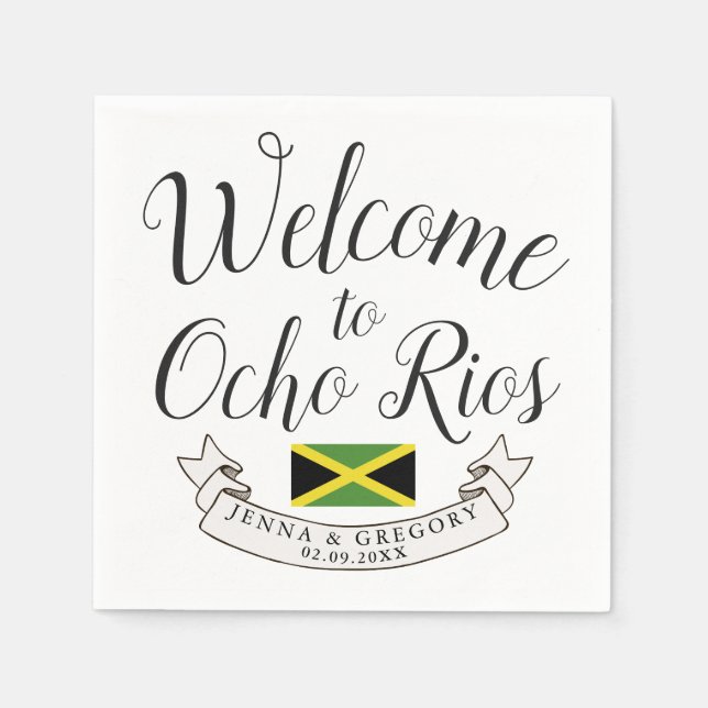 Welcome to Jamaica | Destination Wedding Custom Napkins (Front)