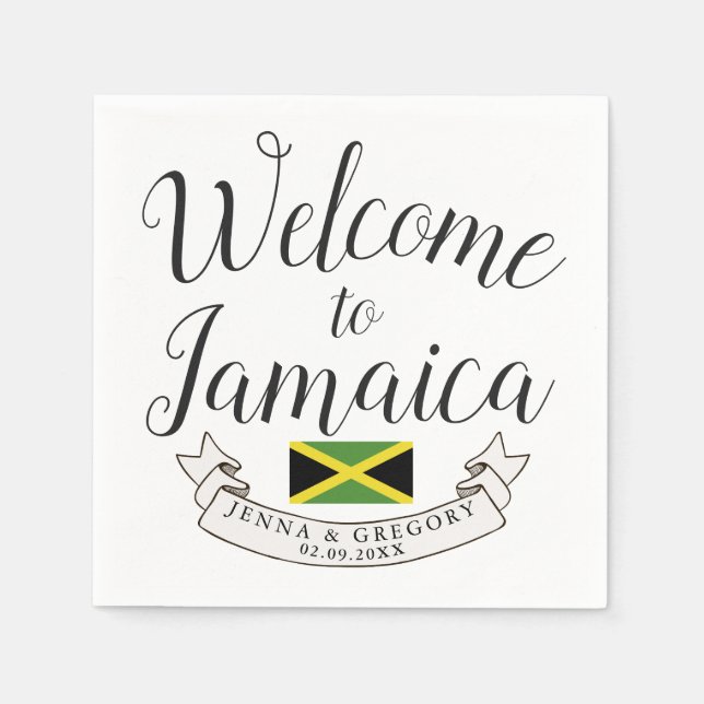 Welcome to Jamaica | Destination Wedding Unique Napkins (Front)
