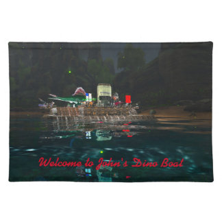 Welcome to John's Dino Boat fabric table set Cloth Placemat
