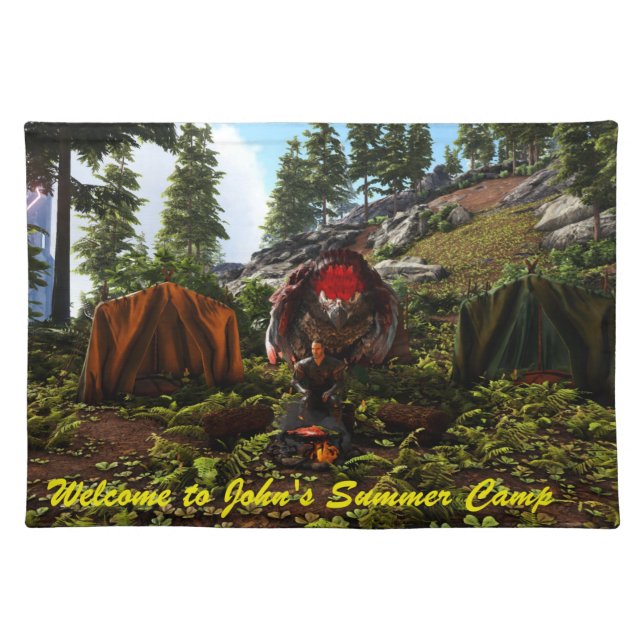 Welcome to John's Summer Camp fabric table set Cloth Placemat (Front)