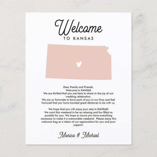 Welcome TO KANSAS Letter & Itinerary ANY COLOR (Front)