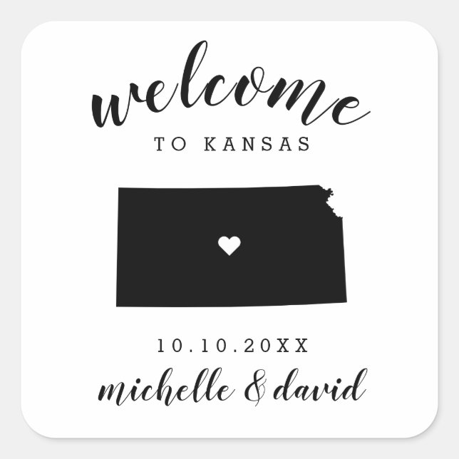 Welcome to Kansas | Wedding custom favor Square Sticker (Front)