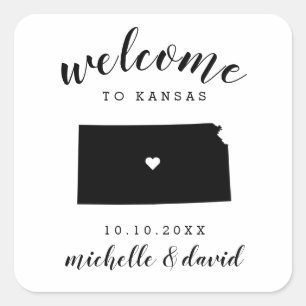 Welcome to Kansas Wedding custom favor Square Sticker