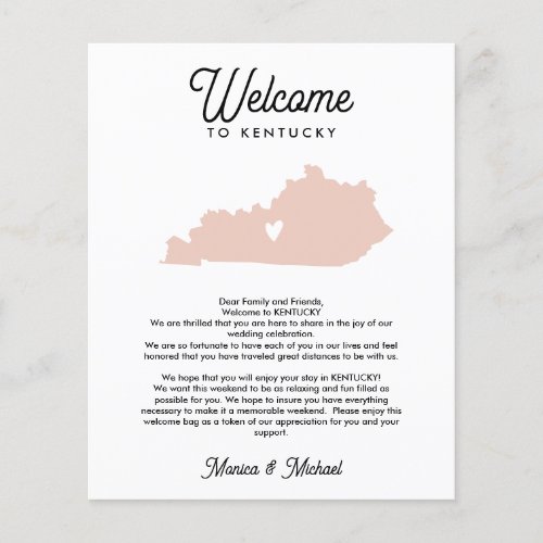 Welcome TO KENTUCKY Letter  Itinerary ANY COLOR