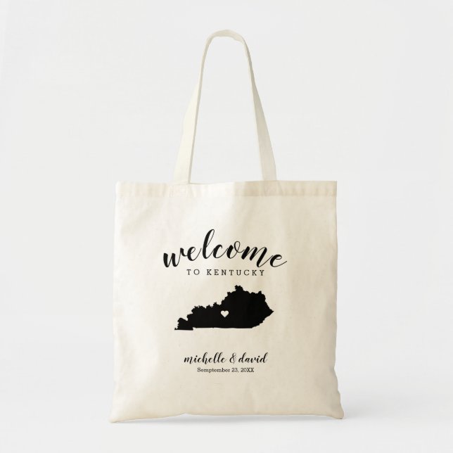 Welcome to Kentucky | State Silhouette Wedding Tote Bag (Front)