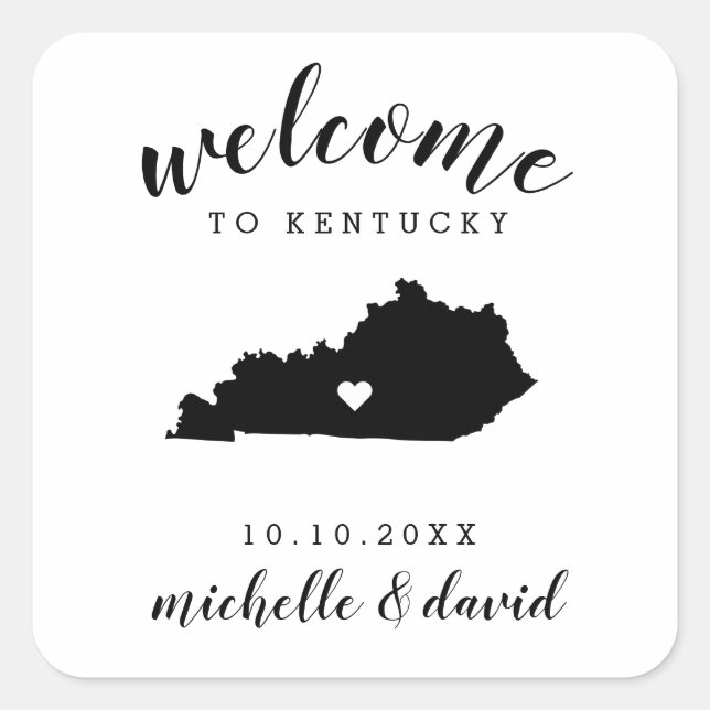 Welcome to Kentucky | Wedding custom favor Square Sticker (Front)