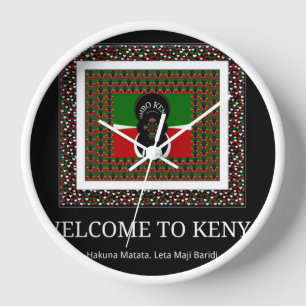 Welcome to Kenya and make it Kenyan beautiful Text Wall Clock