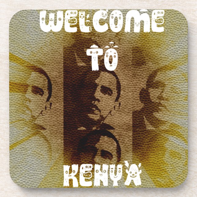 Welcome to Kenya with Obama Collage   Beverage Coaster (Front)