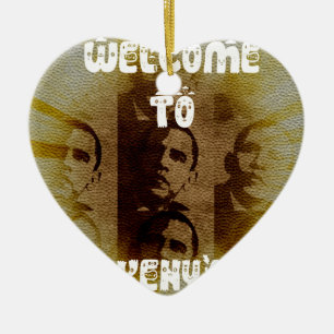 Welcome to Kenya with Obama Collage   Ceramic Ornament