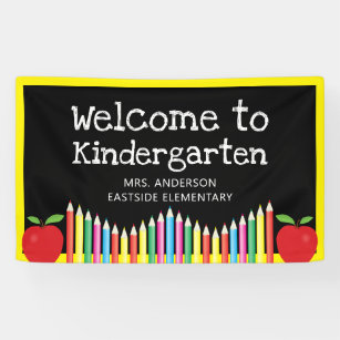 Welcome To Kindergarten Apple Colored Pencils Banner